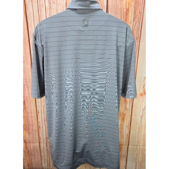 FOOTJOY FJ Men's Gray Striped Golf Polo Large - Picture 2 of 8